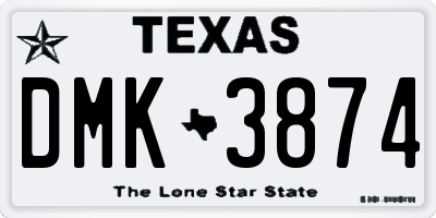 TX license plate DMK3874