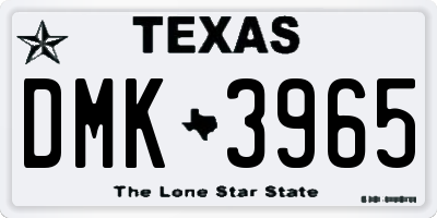 TX license plate DMK3965