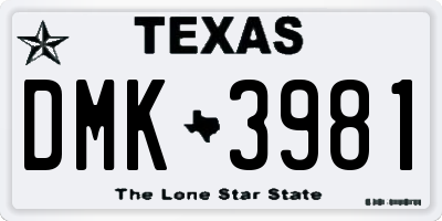 TX license plate DMK3981