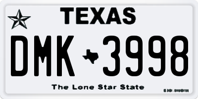 TX license plate DMK3998