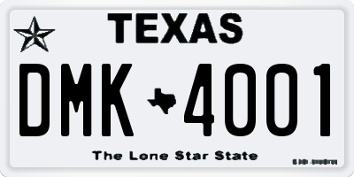TX license plate DMK4001