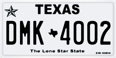 TX license plate DMK4002