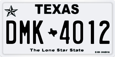 TX license plate DMK4012