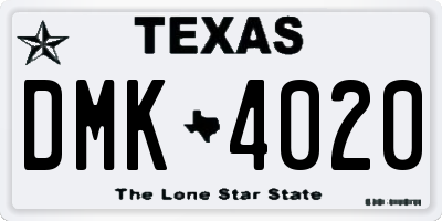 TX license plate DMK4020