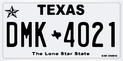 TX license plate DMK4021