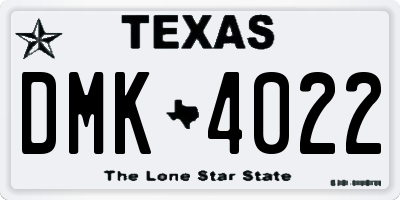 TX license plate DMK4022