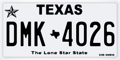 TX license plate DMK4026