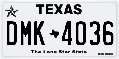 TX license plate DMK4036