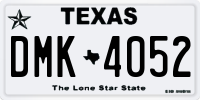 TX license plate DMK4052