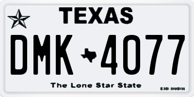 TX license plate DMK4077
