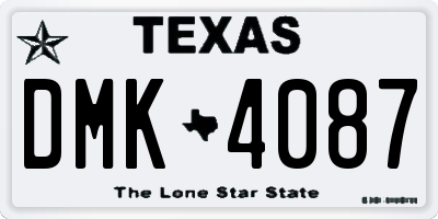 TX license plate DMK4087