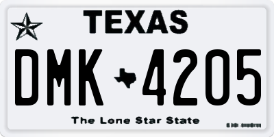 TX license plate DMK4205