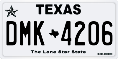TX license plate DMK4206
