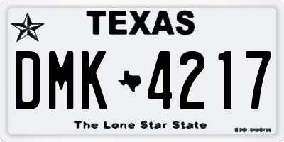 TX license plate DMK4217