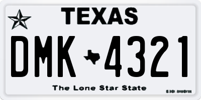 TX license plate DMK4321