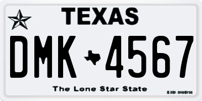 TX license plate DMK4567