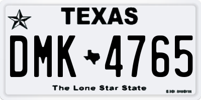 TX license plate DMK4765