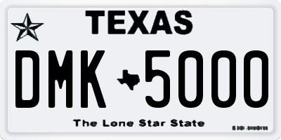 TX license plate DMK5000