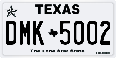 TX license plate DMK5002