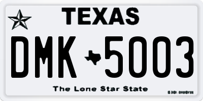 TX license plate DMK5003