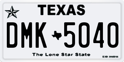 TX license plate DMK5040