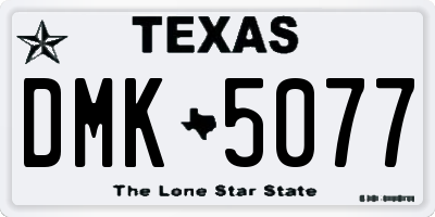 TX license plate DMK5077