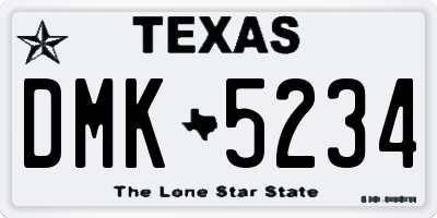 TX license plate DMK5234