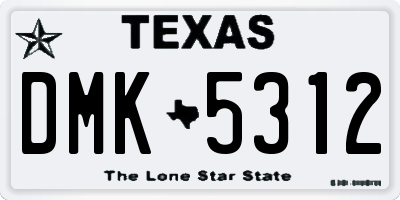 TX license plate DMK5312
