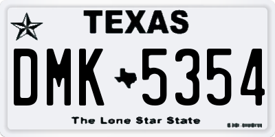 TX license plate DMK5354