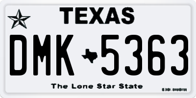 TX license plate DMK5363