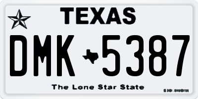 TX license plate DMK5387
