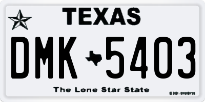 TX license plate DMK5403