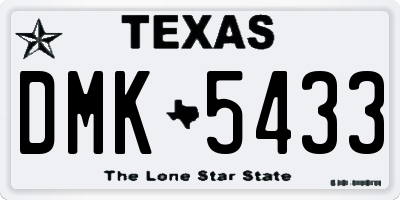 TX license plate DMK5433