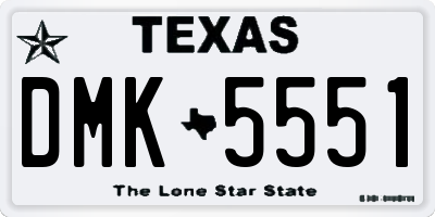 TX license plate DMK5551