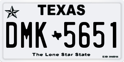 TX license plate DMK5651