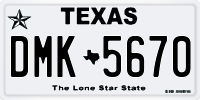 TX license plate DMK5670