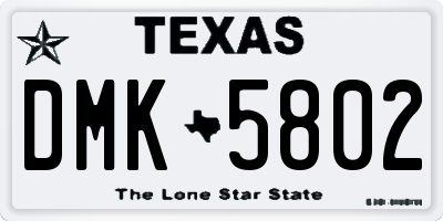 TX license plate DMK5802