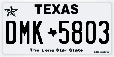 TX license plate DMK5803