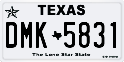 TX license plate DMK5831