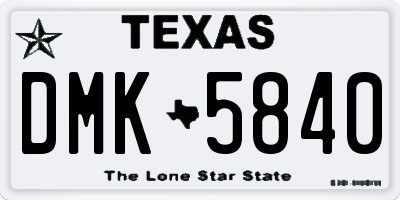 TX license plate DMK5840