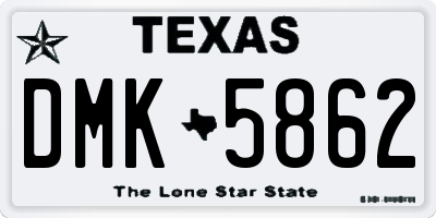 TX license plate DMK5862