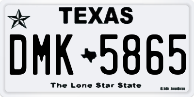 TX license plate DMK5865