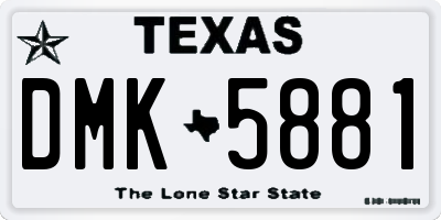TX license plate DMK5881
