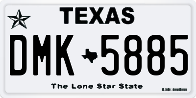 TX license plate DMK5885