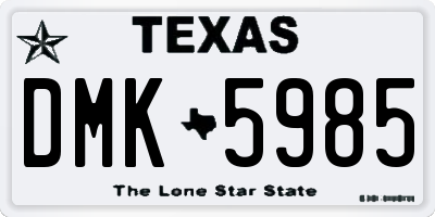 TX license plate DMK5985