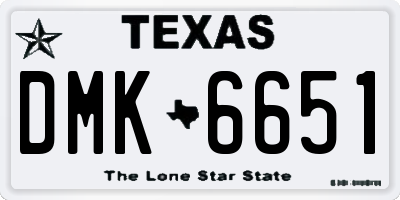 TX license plate DMK6651