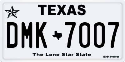 TX license plate DMK7007