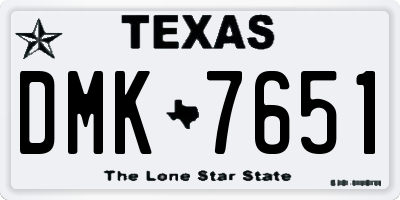 TX license plate DMK7651