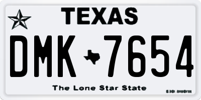 TX license plate DMK7654