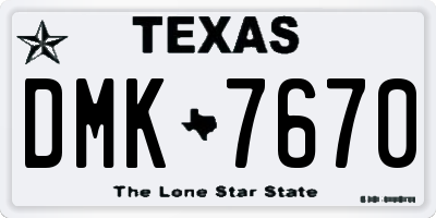 TX license plate DMK7670